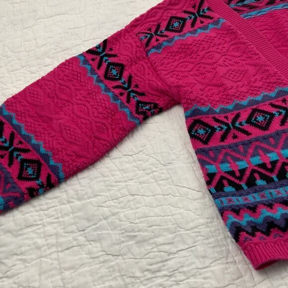 Vintage Boca Bleu 100% Cotton Pink Patterned Sweater size Medium - Picture 4 of 7